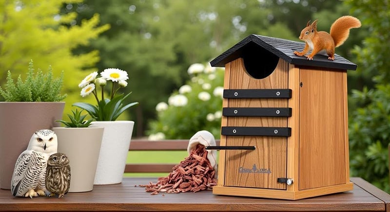 CEDAR ALPHA Cedar Squirrel House, Screech Owl Box, Duck Nesting Shelter, Cedar Bird House for Outside, Rustic Big Birdhouse,Nesting Box, Squirrel Shelter Nester Large Heavy Stainless Steel Perch,Assemble Needed - Image 4